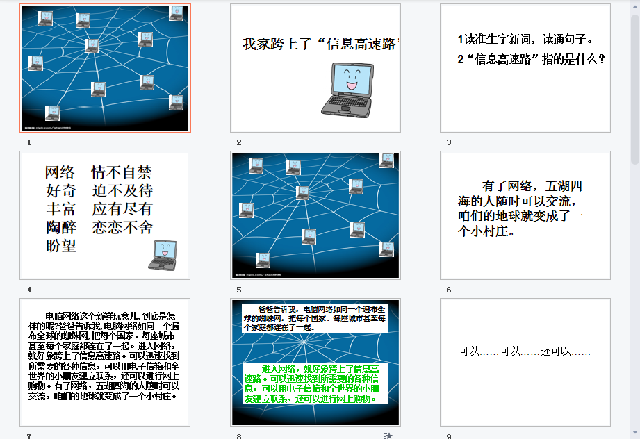 我家跨上了信息高速路b课件