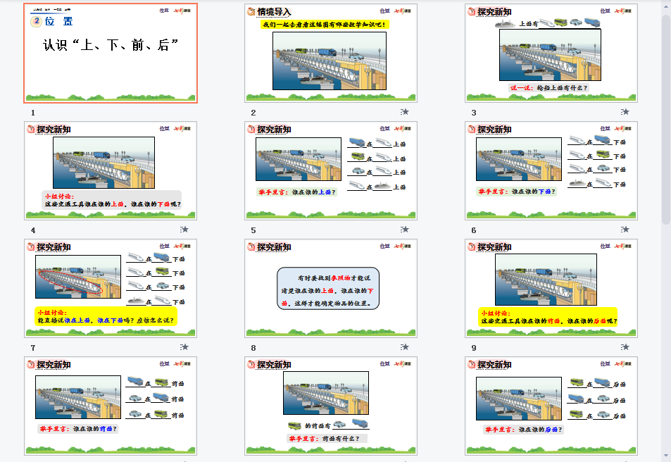  认识“上、下、前、后“课件