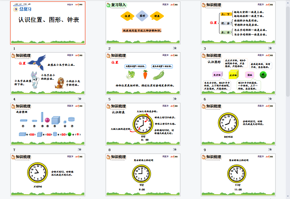 认识位置、图形、钟表课件
