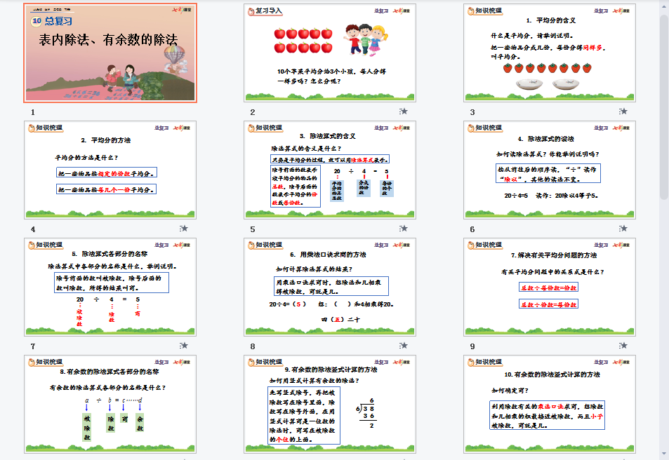 表内除法、有余数的除法课件