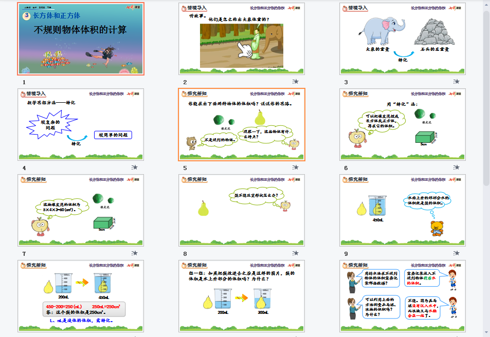 不规则物体体积的计算课件