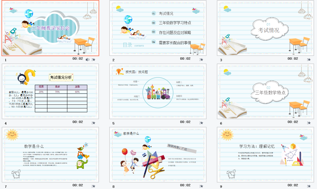 三年级数学家长会PPT模板