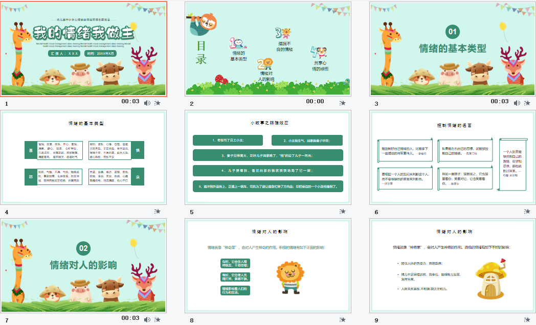 幼儿园中小学心理健康情绪管理主题班会PPT模板