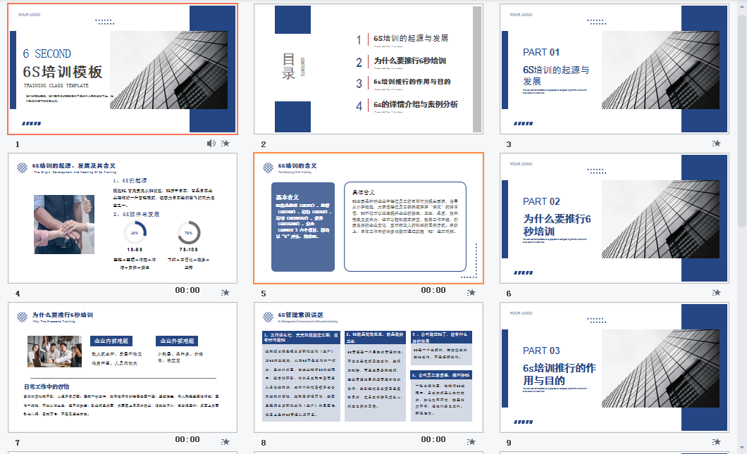蓝色商务公司企业6s培训PPT模板