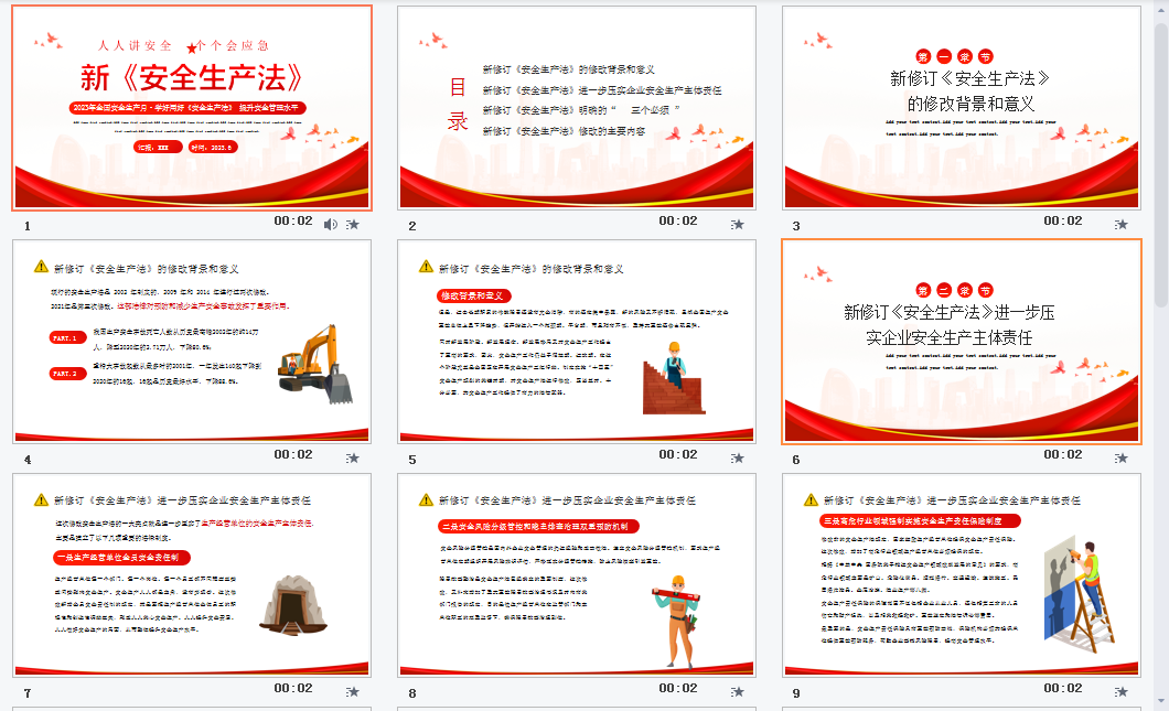 红色全国安全生产月培训PPT模板