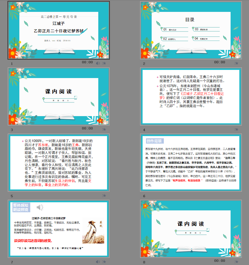 高二语文必修上江城子乙卯正月二十日夜记梦PPT