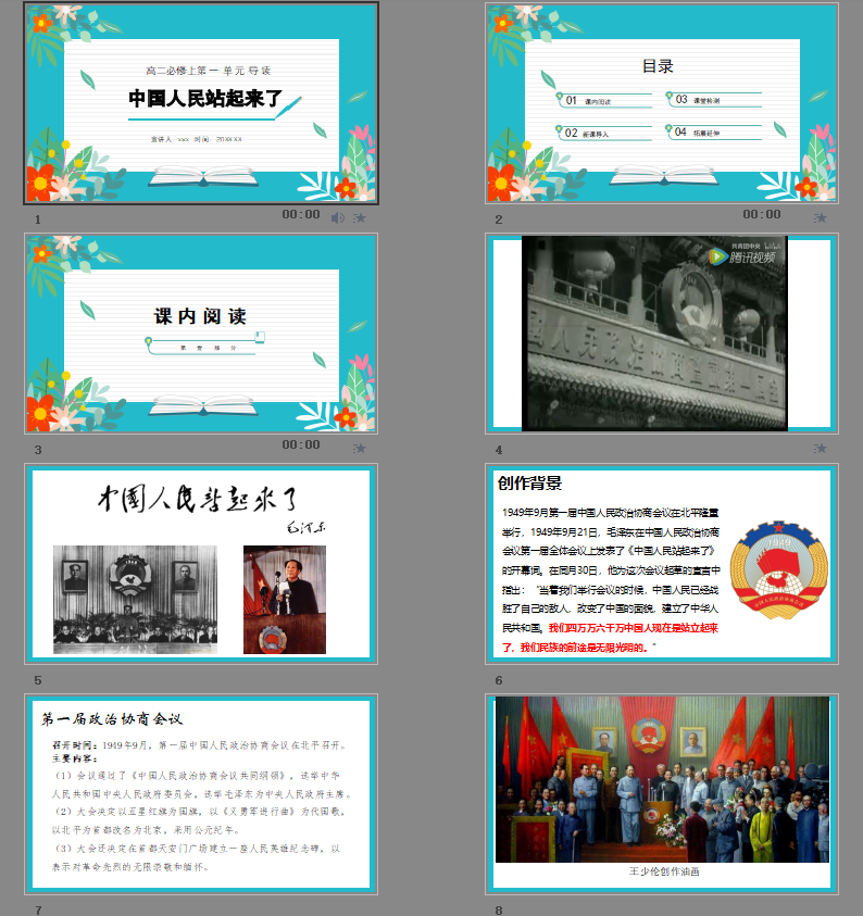 高二语文必修上中国人民站起来了PPT