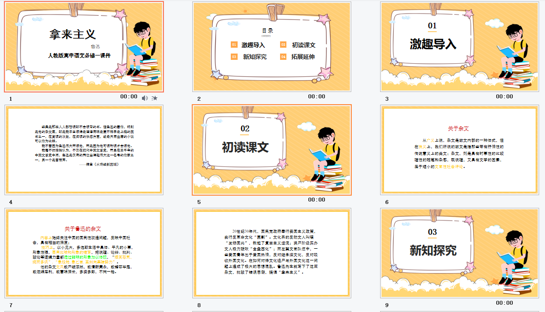 人教版高中语文必修一《拿来主义》课件 PPT 模 板