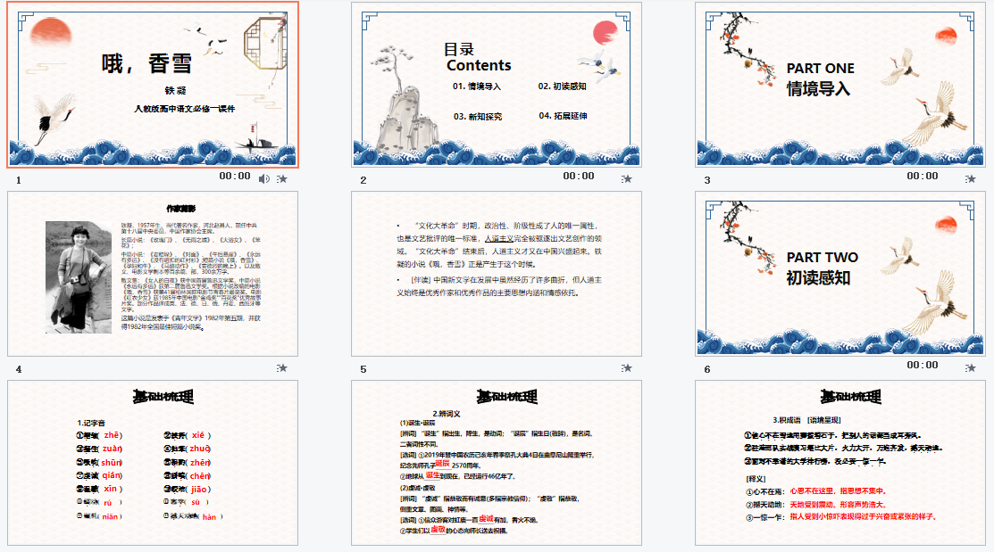 人教版高中语文必修一《哦，香雪》课件PPT模板