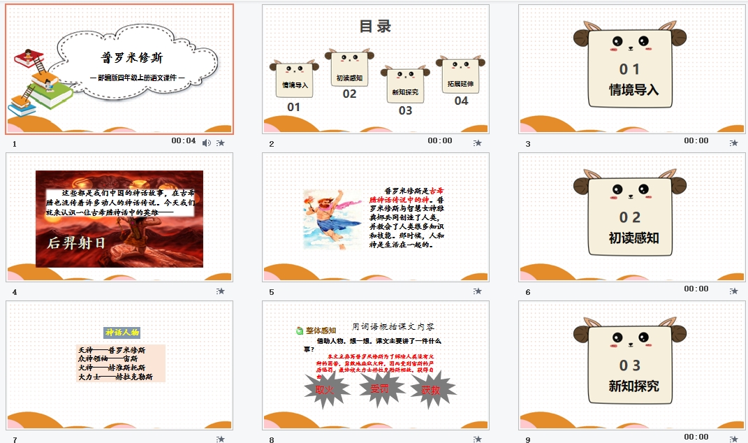 部编版四年级上册语文《普罗米修斯》课件PPT模板